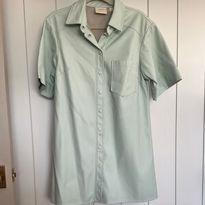 Anthropologie Maeve pleather mint dress